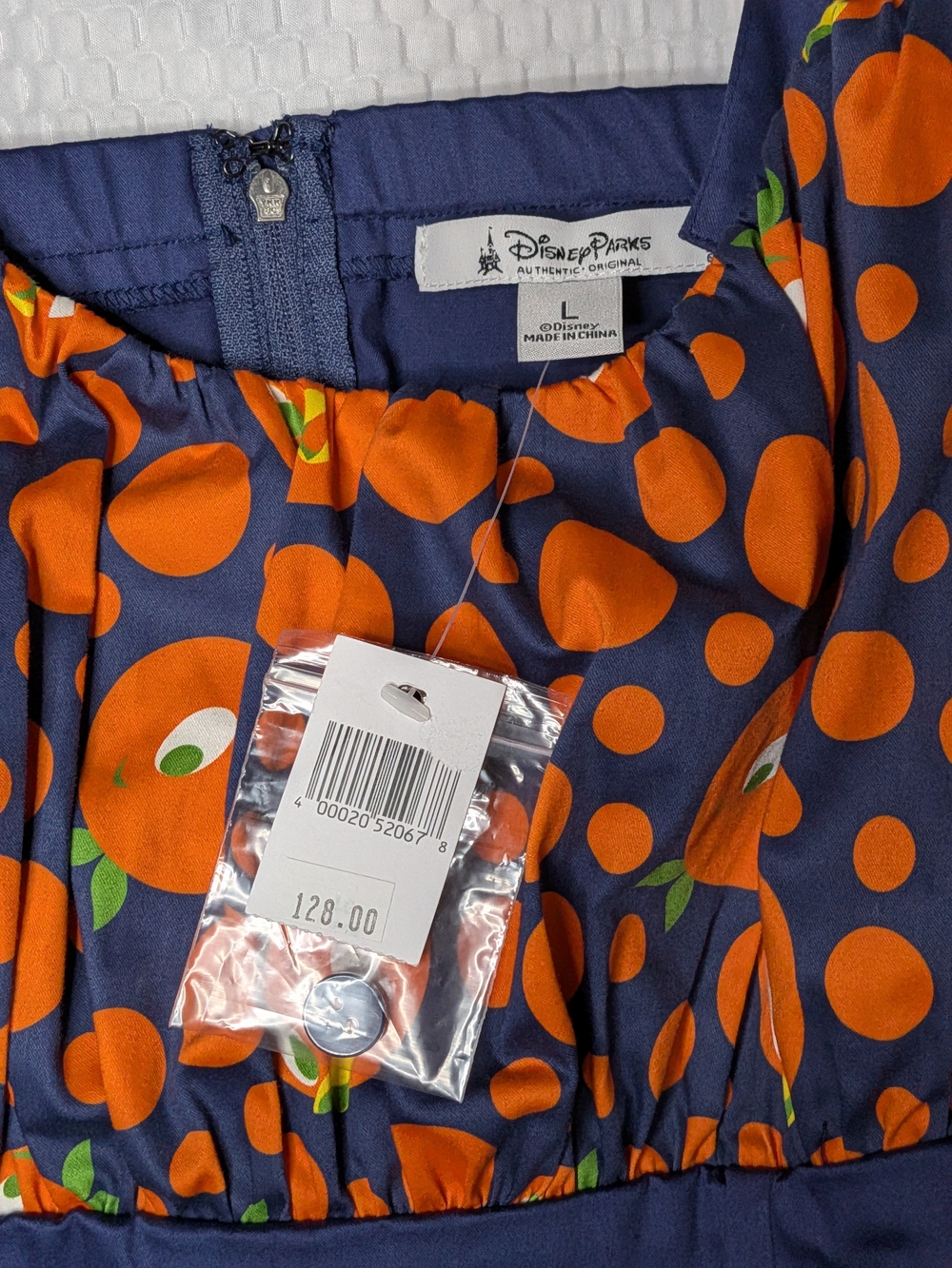 Disney Parks Orange Bird Polka Dot Sun Dress Navy Blue Women Large NWT Retro - Picture 4 of 12